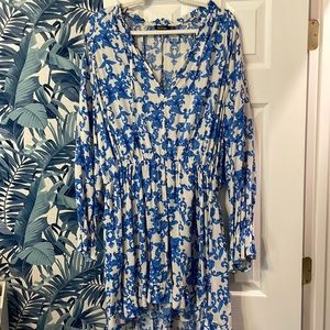 Boohoo blue and white dress